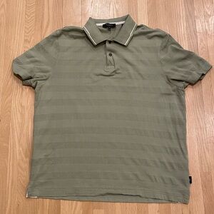 Ted Baker Olive Polo Shirt with Striped Texture
